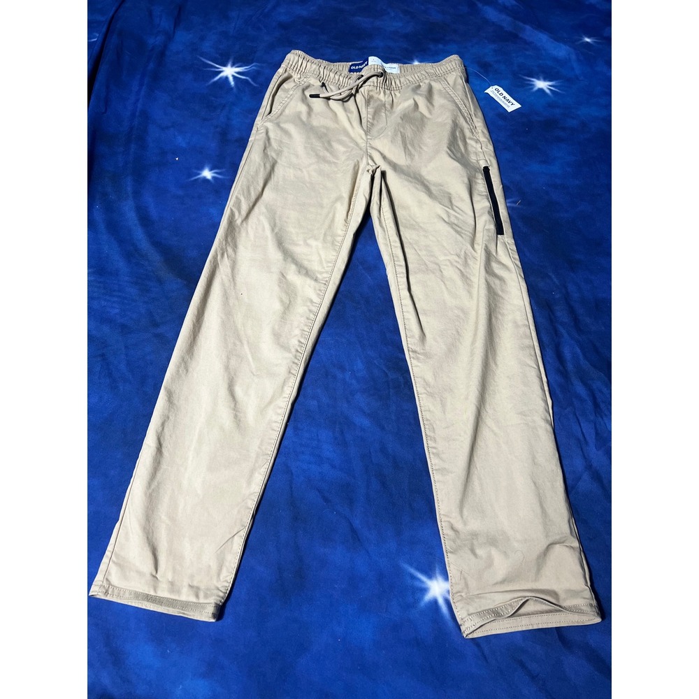 Old Navy Boys Tech Taper Quick-Dry Khaki Pants Tan Size L 10-12 NWT